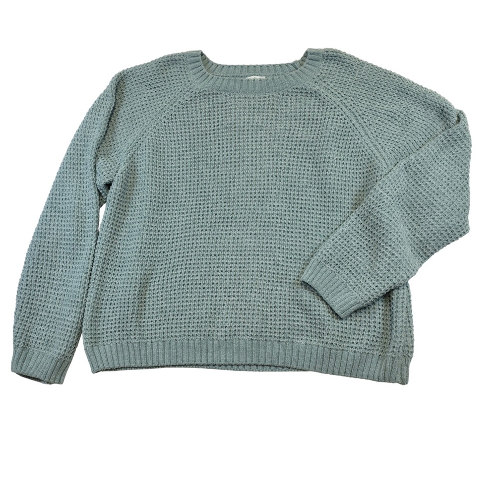 Dip XL Blue Chunky Knit Sweater Raglan Women's Polyester Cozy Textured Pullover